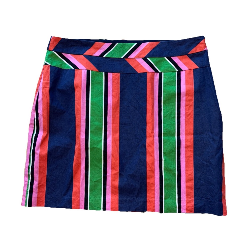 Trina Turk Colorful Striped Mini Skirt Womens 4 Summer Colorblock Preppy Office‎